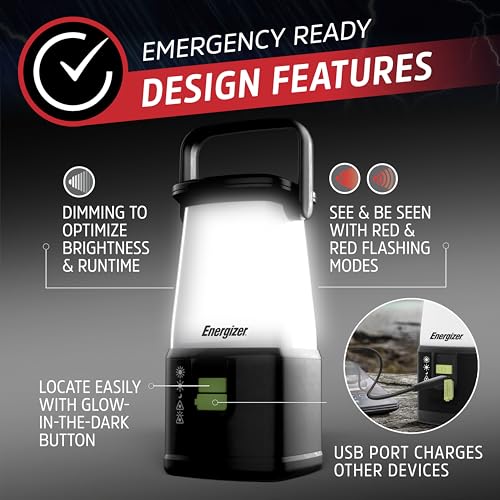 Image of Energizer WeatherReady LED Emergency Lantern, Water Resistant, Multiple Light Modes, USB Charging Output, Great for Camping, Storms, and Power Outages, 1200 Lumens