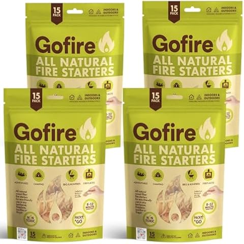 Eco-Friendly Hardwood & Wax Fire Starter | 6-8 Min Burn Time | Quick, Safe Ignition for BBQs, Smokers, Firepits, Woodstoves, Fireplaces & Campfires | FSC Certified | Portable & Mess-Free (60) Cover