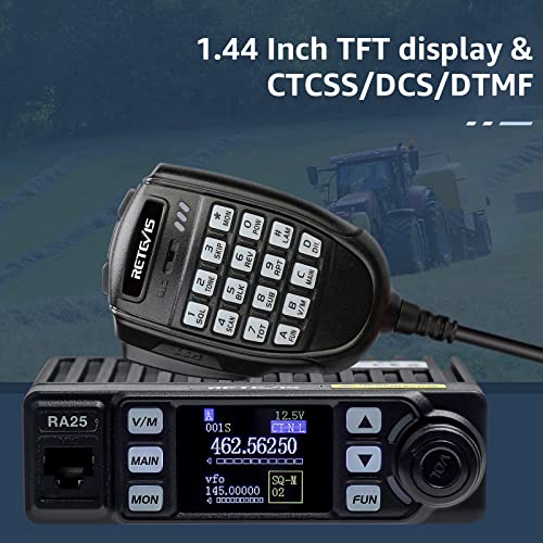 Image of Retevis RA25 GMRS Mobile Radio, Long Range GMRS Radio Mobile Transceiver, 8 Repeater Channel Base Station, Emergency Alarm FM Radio, Mobile Two Way Radio for Farm Overlanding