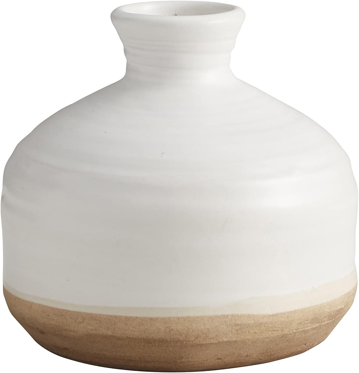47th & Main Ceramic Planter Pot, 5.5" Tall, White/Brown