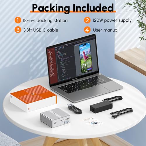 undefined TobenONE DisplayLink Docking Station Triple Monitor with 120W Power Adapter, Triple 4K Display for MacBook Pro/Air, Thunderbolt 4/3, USB-C Windows(3X HDMI, 3X DP, 2xUSB-C, 4xUSB 3.2, SD/TF) の商品画像 6