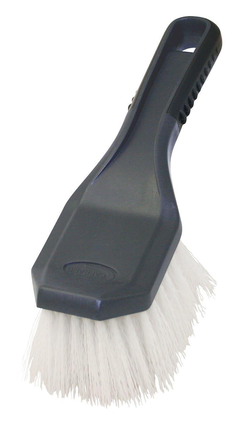 Tire Cleaning Brush White Bristle 10-1/4 Inch Overall Length White Polypropylene Bristle Rubber Handle