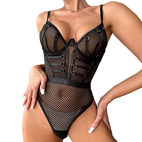 Una Pieza Escote En V Profundo Vestidos Ropa+sexy Tul Fantasia Sexo Femenina Sex...