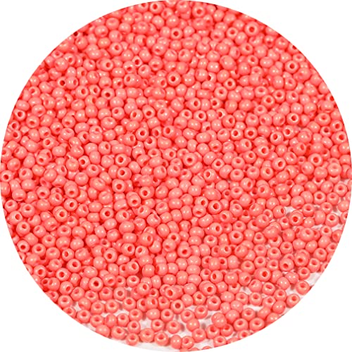 Bala&Fillic 2mm Perles de Rocaille Pêche de Environ 9000 pièces/100g, 12/0 Perles en Verre pour Fabrication de Bracelets et Colliers (Pêche)