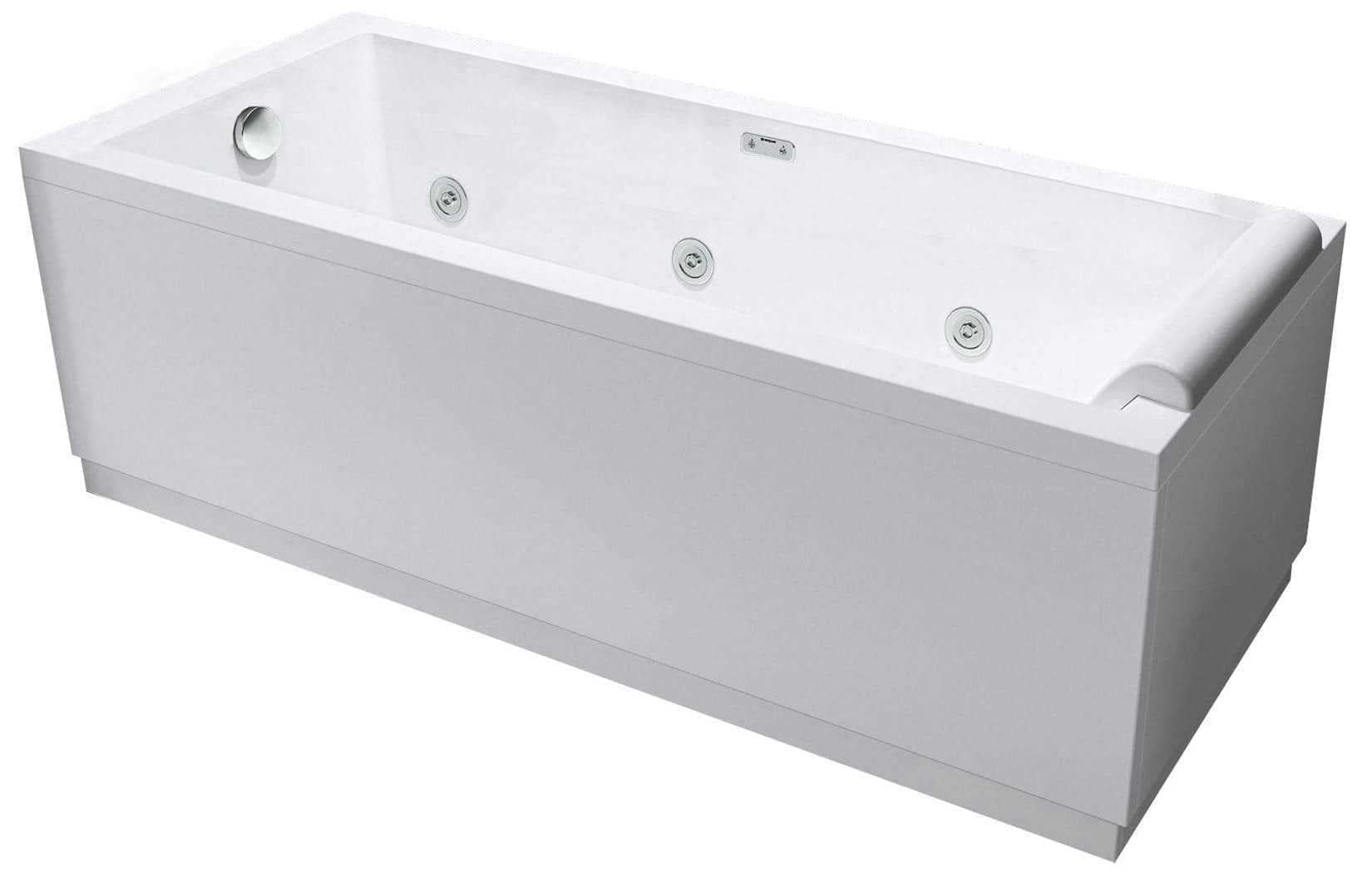 Novellini Calos 2.0 Wanna Hydro Dezynfekcja Boczna Woda 6 Jet 180 x 80 cm Odwracalny Prostokątny 1 Panel Przedni 2 Boczne Akryl Biały Błyszczący Kolumna Odpływ Zagłówek Wyświetlacz