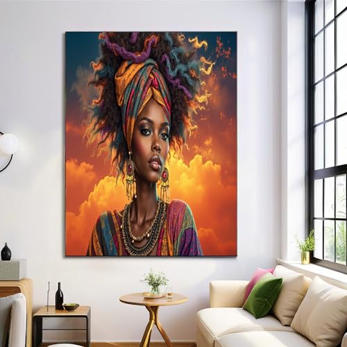 Pintura en lienzo de belleza africana que aporta calidez naranja óxido a tu hogar