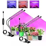 SDOVUERC Grow Lights for Indoor Plants, Full Spectrum LED Plant Lamps with Clips and 3m Cables for Seeding Growing(2 Pack)