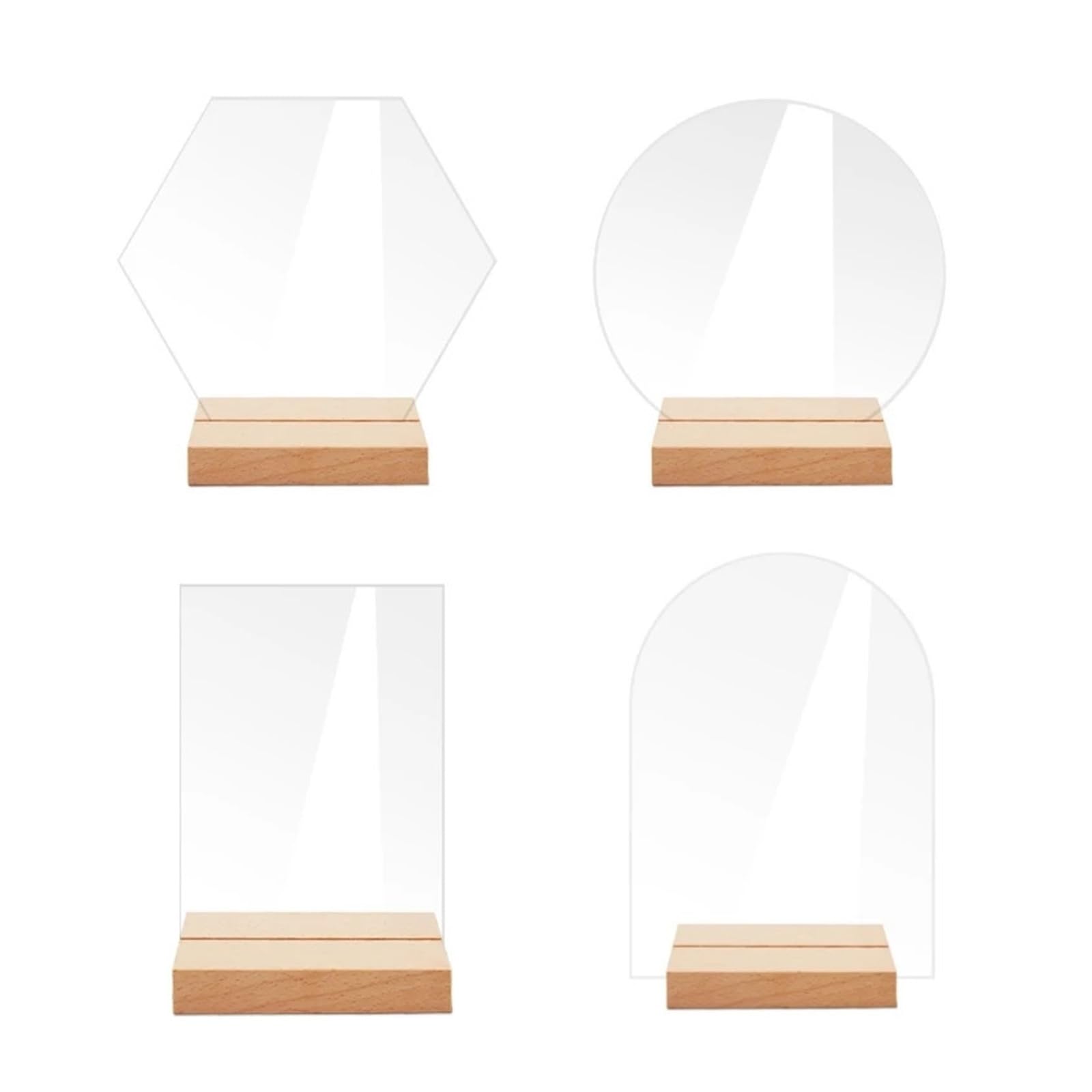 Porta números de mesa Soporte de letrero de mesa con Base de madera, letrero de boda transparente en blanco, soporte de exhibición for Bar, número de lugar, 10 Uds.(BT053)