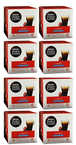 Nescafé Dolce Gusto Caffè Lungo Decaffeinato, Pack of 8, 8 x 16 = 128 Capsules