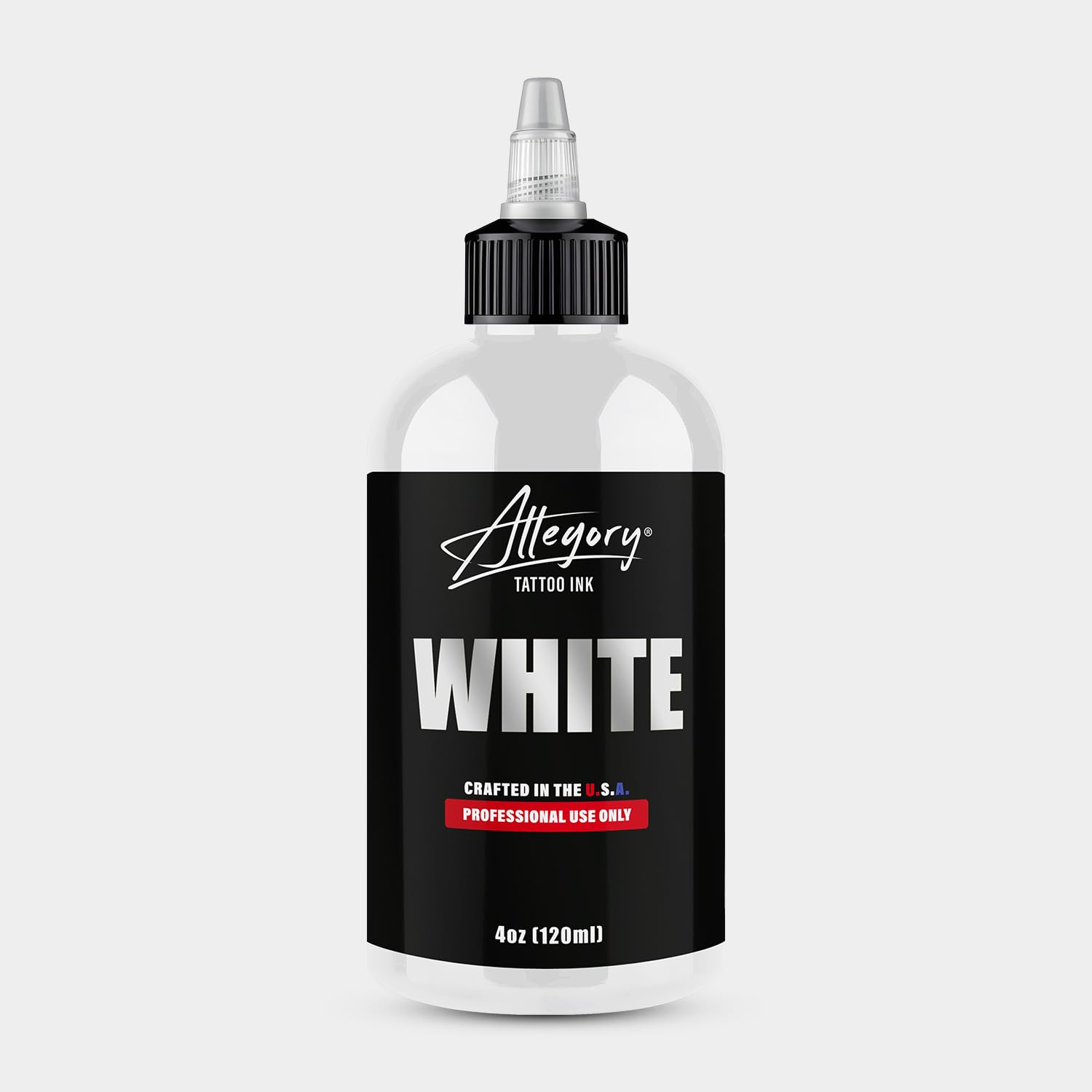 Allegory Tattoo Ink – White, Premium White Tattoo Ink, Perfect for Mixing, Shading and Highlighting, Smooth, Consistent Pigment, Vegan Friendly Tattoo Color, Organic Ink, Crafted in The USA, 4 oz