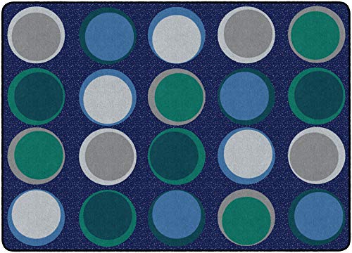Flagship Carpets Sitting Spots Seating Rectangle Area Rug for Children's Classroom or Kids Playroom, and Home Learning Carpet, Seats 20, 6' x 8'4", Cool Blue