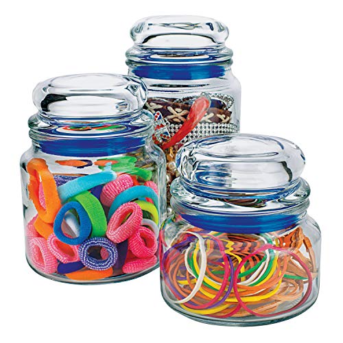 Conjunto Potes de Vidro Multiuso 3 Peças Euro Azul