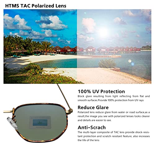 Image of Hipster Hexagonal Polarized Sunglasses Men Women Geometric Square Small Vintage Metal Frame Retro Shade Glasses