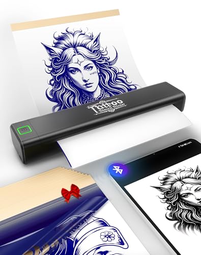 vretti Tattoo Printer P84 Tattoo Stencil Printer Portable Thermal Printers Compatible with iOS/Android for Professional Artists Beginners & Studios