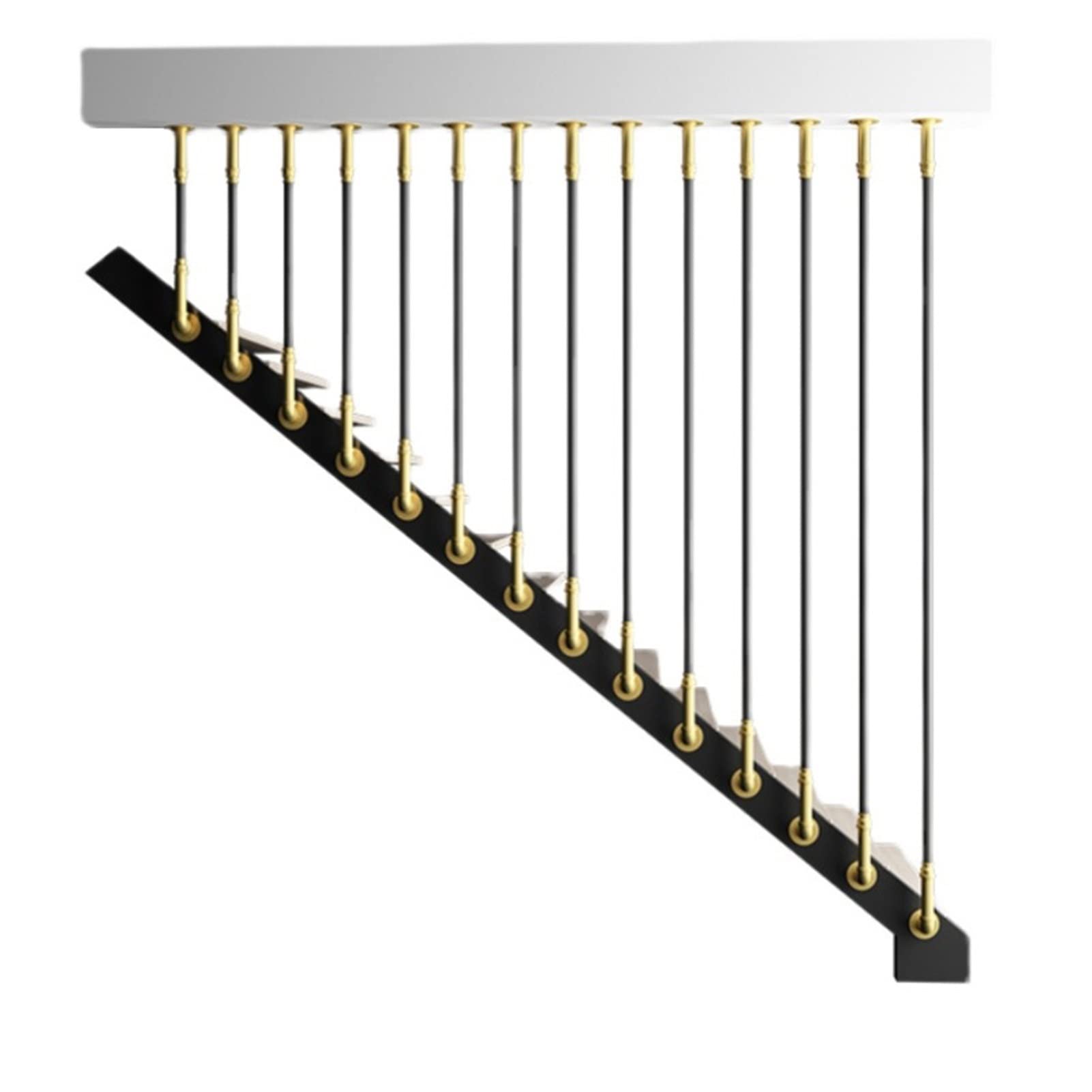Meiiron Indoor Staircase Handrail Guardrail, Creative Simple Modern Style Custom Industrial Pipe Handrail with Side Mounted Railing Home Attic Fence - Black and Gold Design 1Pc (Size : 125cm(4.1ft))