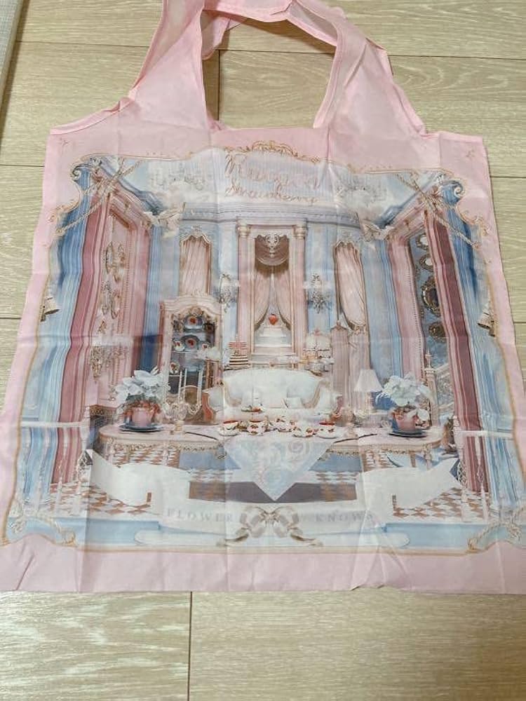 BAGGU エレクトリックストロベリー　リバースフラワー　巾着付　エコバッグ BAGGU エレクトリックストロベリー リバースフラワー 巾着付