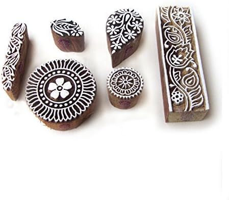 Royal Kraft Indian Paisley and Leaf Motif Wood Block Stamps (Set of 6)