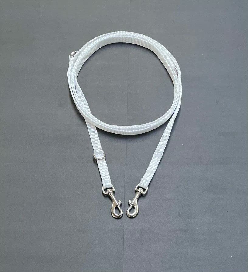 Police Style Puppy Training Lead Double Ended Puppy Leash Adjustable Multi-Functional In 13mm Webbing (White, 5ft (1.5 Metres)) — image 1