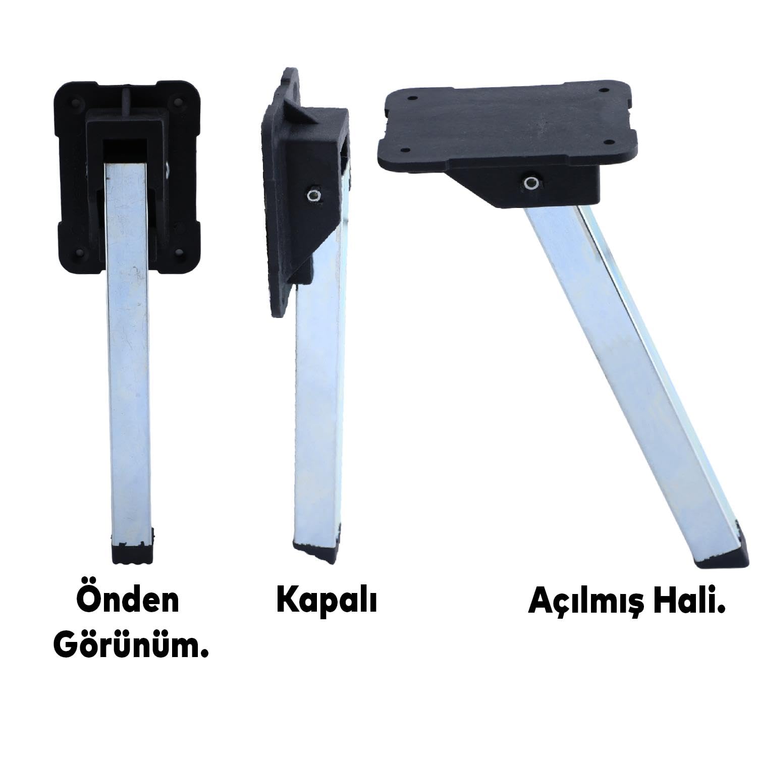 4 ADET Sofra Ayağı 25 cm Metal Plastik Siyah Taban Katlanır Yer Sofrası Sini Altı Mobilya Ayak Masa