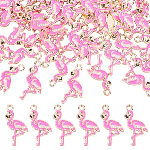 Breloques flamant rose en alliage émaillé rouge pour la création de bijoux DIY