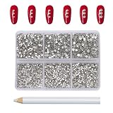 KIMSHINY 7200pcs Flatback Rhinestones Kit, Mixed 6 Sizes Non Hotfixed White Rhinestones for Nails Ge