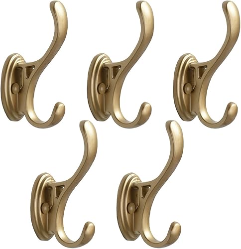 Ganchos de pared para colgar toallas, perchero, organizador de ropa, ganchos vintage, color dorado, paquete de 5