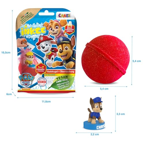 INKEE Surprise Paw Patrol - Badebombe Kinder mit Überraschung, Badekugel 80g mit Paw Patrol Figuren Kinder Stempel, Cola-Gummi Duft, Schaum-Effekt