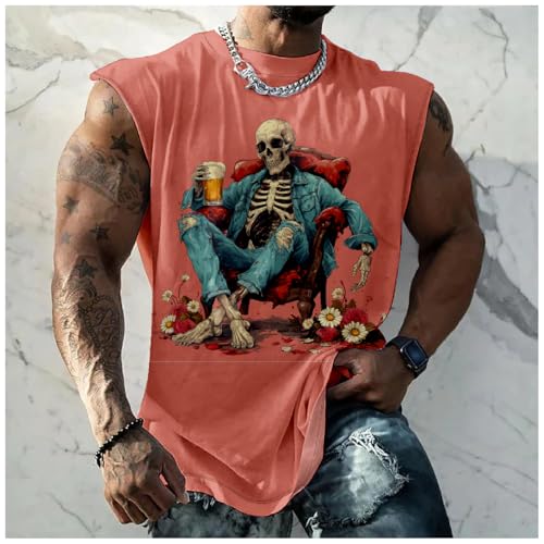Mens Skull Tank Tops Summer 3D Printed Graphic Big and Tall Sleeveless Crew Neck Men's Muscle T-Shirts Cotton Top2