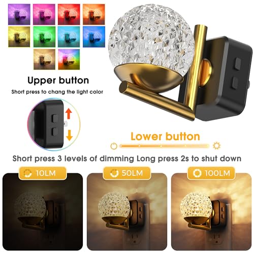 Image of L LOHAS LED Night Lights Plug Into Wall,Dusk to Dawn Sensor,10-Color RGB Dimmable Night Light, 180Rotating Plug in Night Light for Bathroom, Hallway, Bedroom, Stairway