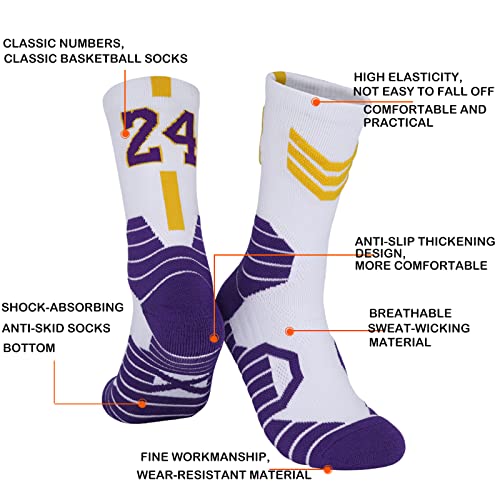 3 Pairs Basketball Socks,Athletic Running Socks Compression Cushion Sports Socks for Men Boys & Women (One Size, KB #24 3 Pairs) - Image 3