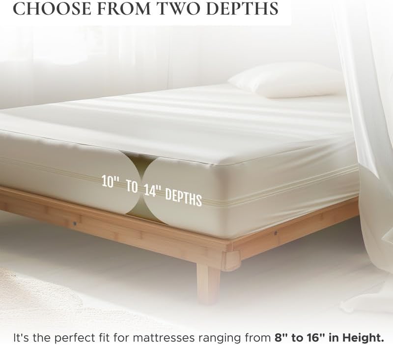 Miniatura 6 de Sleep & Beyond Funda de colchón 100% algodón orgánico para todas las estaciones, protector de colchón suave, transpirable e impermeable, viene con
