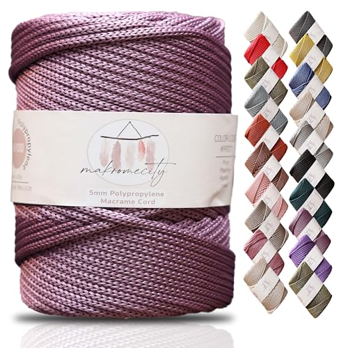 Makromecity, Premium Polyester Macrame Cord 5mm x 104 Yards (311 feet) 5mm Polypropylene Macrame Cord Crochet Macrame Bag Cord Crafts for Wall Hangings, Bags, Underplate, Rug (Plum)