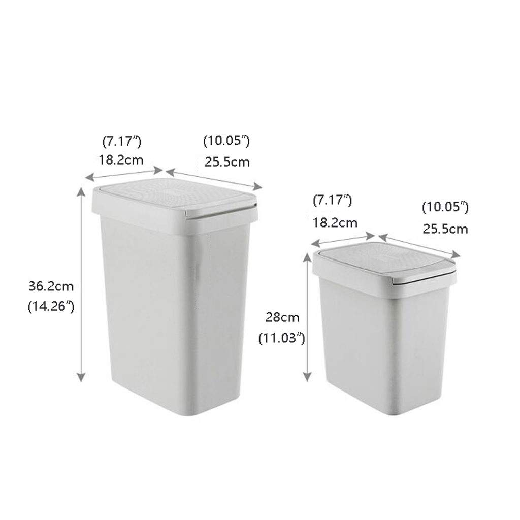 MYBA Papelera de plástico con tapa a presión, rectangular, para sala de estar, baño, cocina, con tapa, color azul claro, tamaño: A)