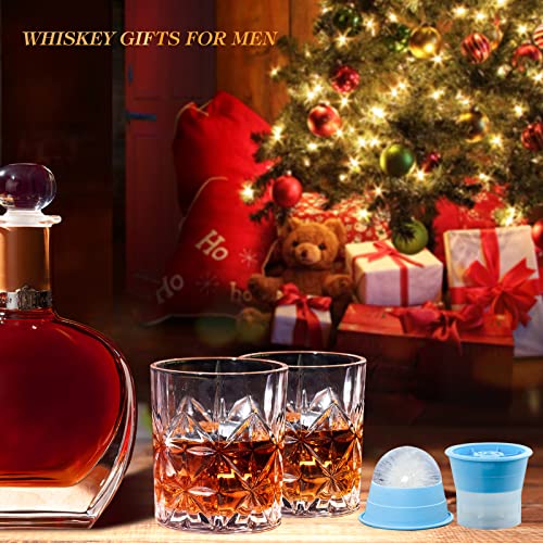 Veecom Whiskey Glasses, Whiskey Glass Set Of 2 With Ice Molds, 10 Oz Crystal Rocks Glass, Old Fashioned Bourbon Glass For Cocktail, Scotch, Cognac, Vodka, Whiskey Gifts For Men, Fathers Day #TOP6