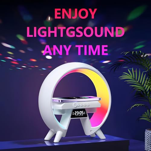 Wireless Charger Atmosphere Lamp, G-Shaped Bluetooth Speaker with Alarm Clock - Image 4