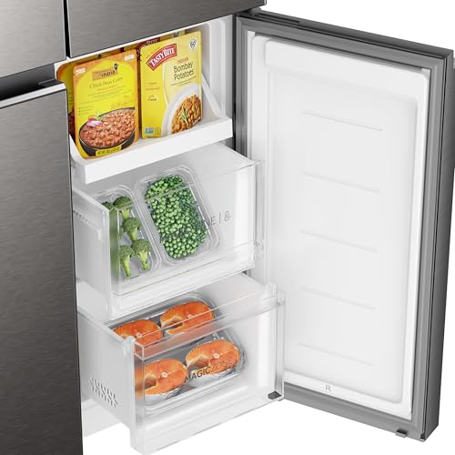 Image of Haier 520 L, 4-Door Side by Side Refrigerator with Convertible Fridge Space & Inverter Technology (HRB-600IS-1, Steel Inox)