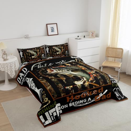 Image of Feelyou Kids Big Pike Fishing Comforter Set Toddler Size, Green Camo Duvet Insert Hunting Bedding Set Boys Girls Fisherman Teens Bedroom Decor Bed Set 2Pcs