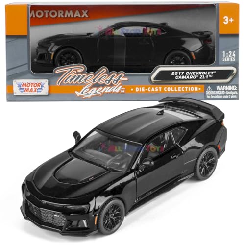 Image of Motormax Toy 2017 Chevy Camaro ZL1 Black Metallic 1 /24 Diecast Model Car by Motormax 79351 79351BK