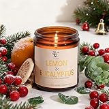 Lemon Eucalyptus Scented Candles for Fall Home Decor, 7oz Birthday Candles, Floral Aromatherapy Chirstmas Candle for Bedroom Bath Birthday New Job House Warming Gifts Halloween Chirstmas Decor