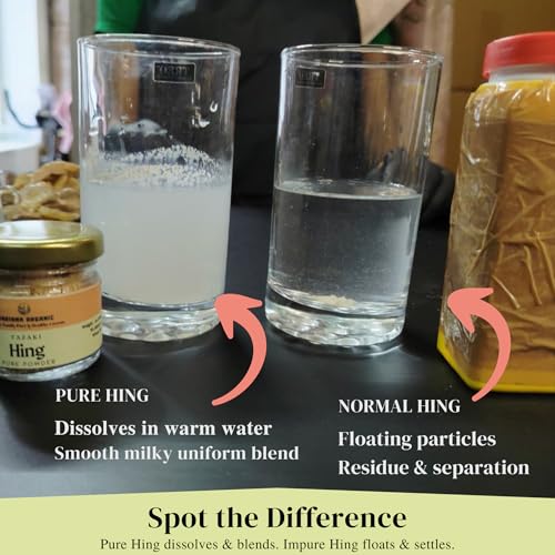 Image of Indiana Organic Pure Hing Powder (Gluten Free) | No Flour, No Additives, No Fillers | asafoetida powder kayam Perungayam | High Potency | Mustard Size Usage -10 gram | Lab tested no wheat flour or maida (10 gram)