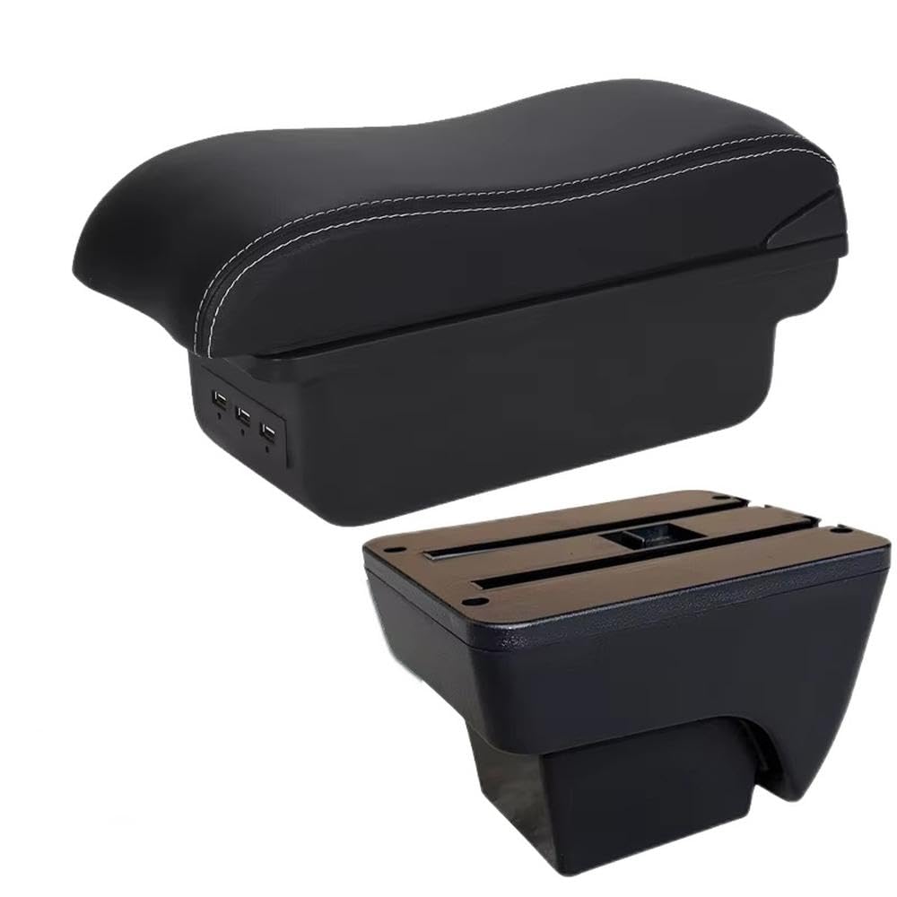 FSOZDBBPL For Seat Arona For Ibiza 6L 6J 2017-2025 Car Armrest Box Auto Storage Box Retrofit Interior Accessories Interior Parts(B3 Black white 3USB)
