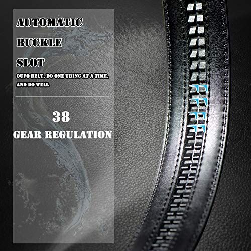 Men's Belt, Black Genuine Leather Dress Belt for Men with Automatic Buckle, Handmade Ratchet Belt Men, Trim to Fit4