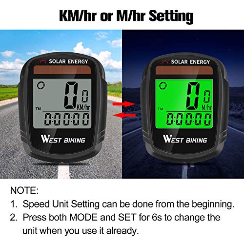Bicycle Pedometer Odometer Solar Power Speedometer, Bike Wireless Waterproof Cycling Computer, Biking Accessories with LCD Display Auto Wake-up Motion Sensor & Multi-Functions (Renewed) - Thumbnail 3