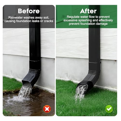 2"x3" & 3"x4" Type A Gutter Downspout Extensions, Removable Gutter Cover, Downspouts Diverter, Gutter Splash Guard, Outlet Filter & Leaf Guard, Fit for 2"x3" and 3"x4" Type-A Downspout (2Pack, Black) by Lebenwell - Used condition - Image 3