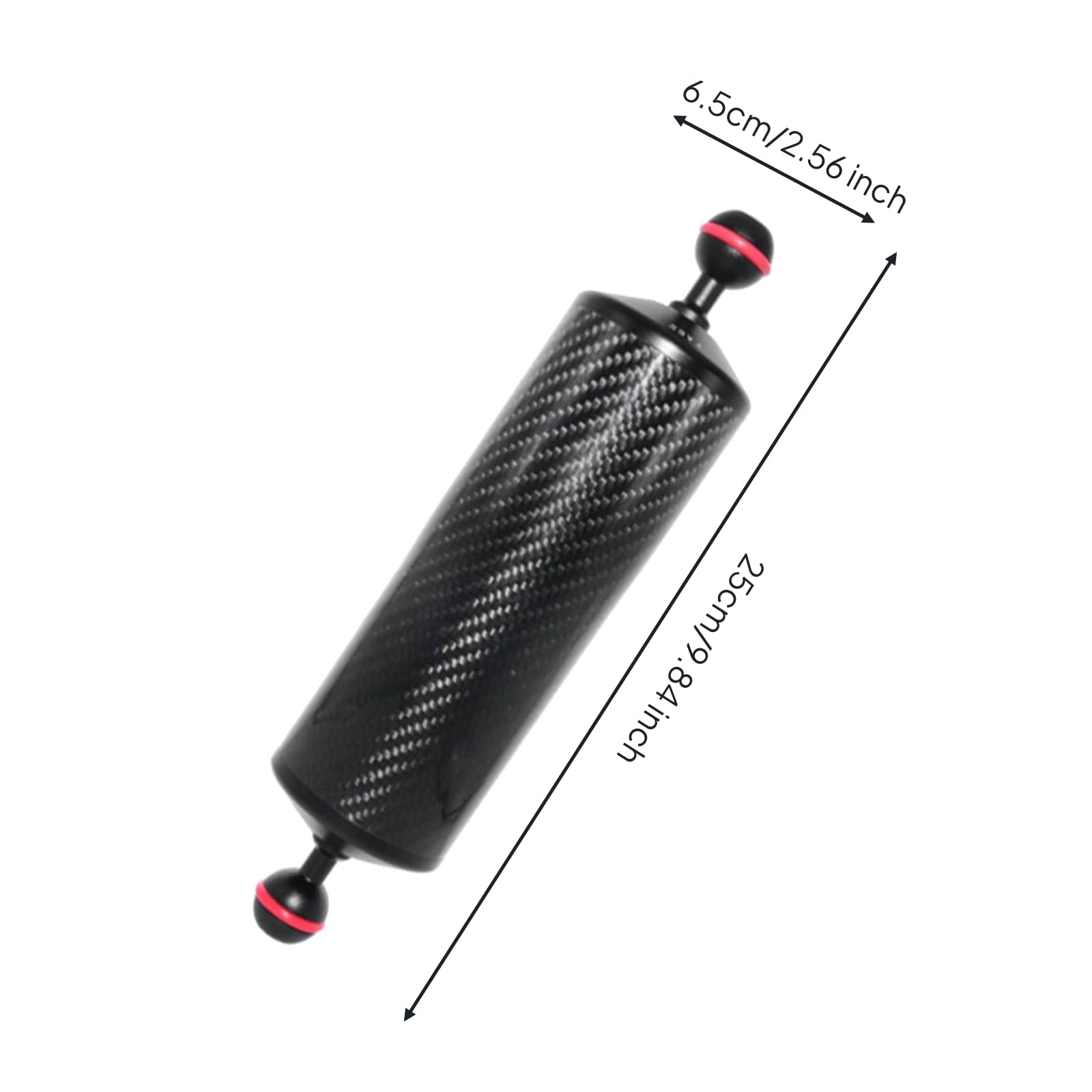 Underwasser Kamerahalterung Unterwasser Kamera Halterung Schwimm Arm Auftriebsarm Aluminium Stabil Leicht Schwimmend Ballkopf Adapter für, Schwarz, FA65 65 200mm