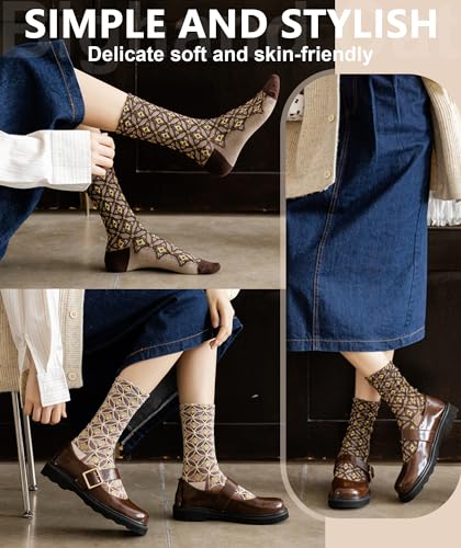 Image of IIG Womens Novelty Cotton Crew Socks Cute Animals Socks Fun Flower Socks (fit women's shoe size 5-9)