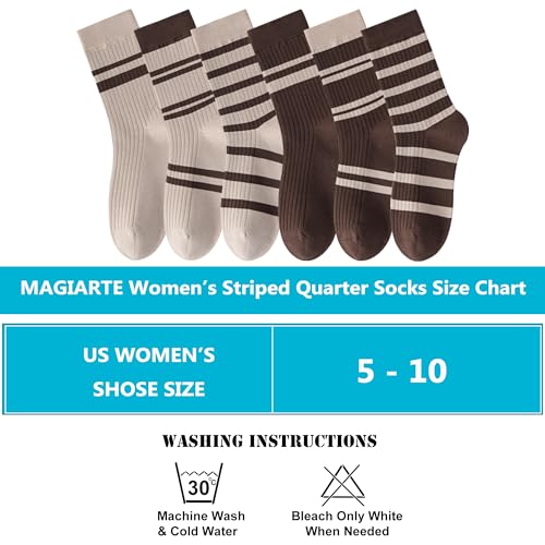Image of MAGIARTE Womens Mini Crew Cotton Socks,6 Pairs