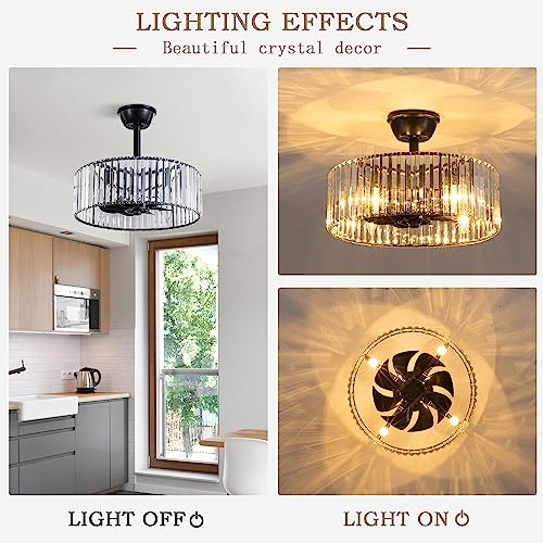 Ceiling-Fan-with-Lights-and-Remote-Bladeless-Ceiling-Fan-Light-Fixture-Modern-Crystal-Black-Ceiling-Fan-Fandelier-Sloped-Ceiling-Fan-Light-Bulbs-for-Bedroom-Living-Room-Reversible-Motor
