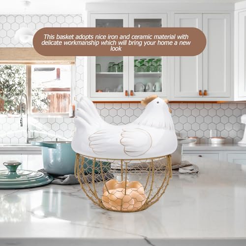 Cesta de almacenamiento para frutas y snacks con tapa decorativa de cerámica 7