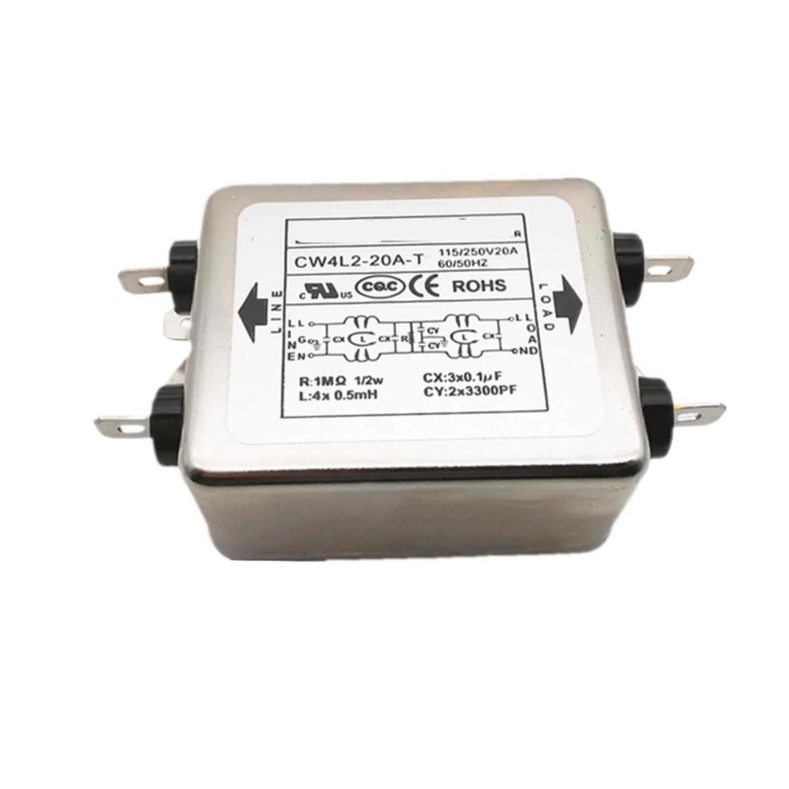 Filtre de puissance à deux étages CW4L2-20A-T filtre secteur monophasé 20A